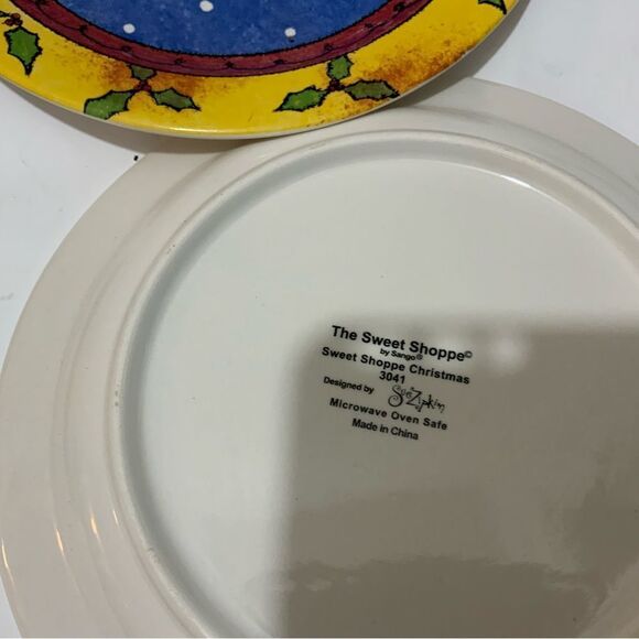 Set 4 Salad Dessert Plates Sango Sweet Shoppe Sue Zipkin Christmas Snowman A13 - Picture 4 of 8
